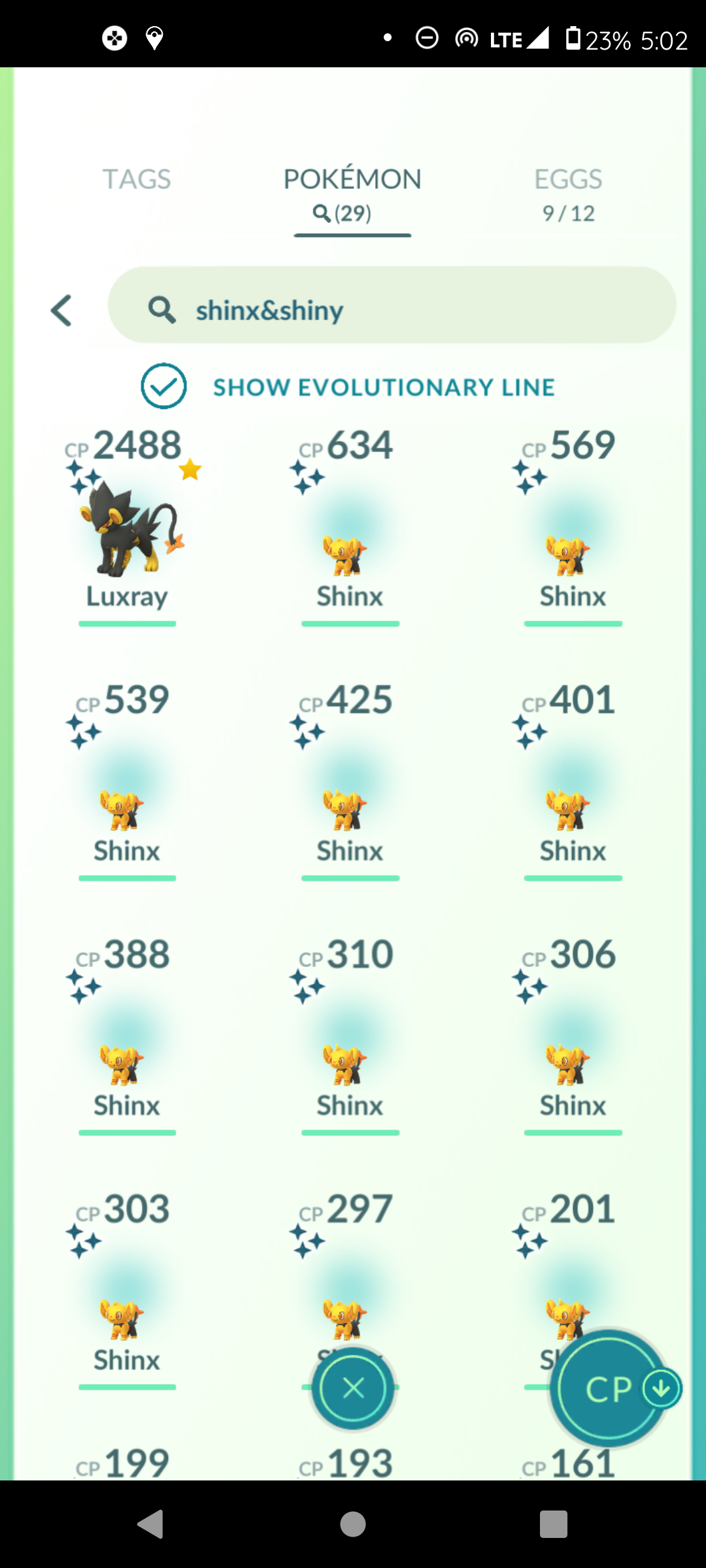 Luxray and Shinx shinies in Pokemon Storage